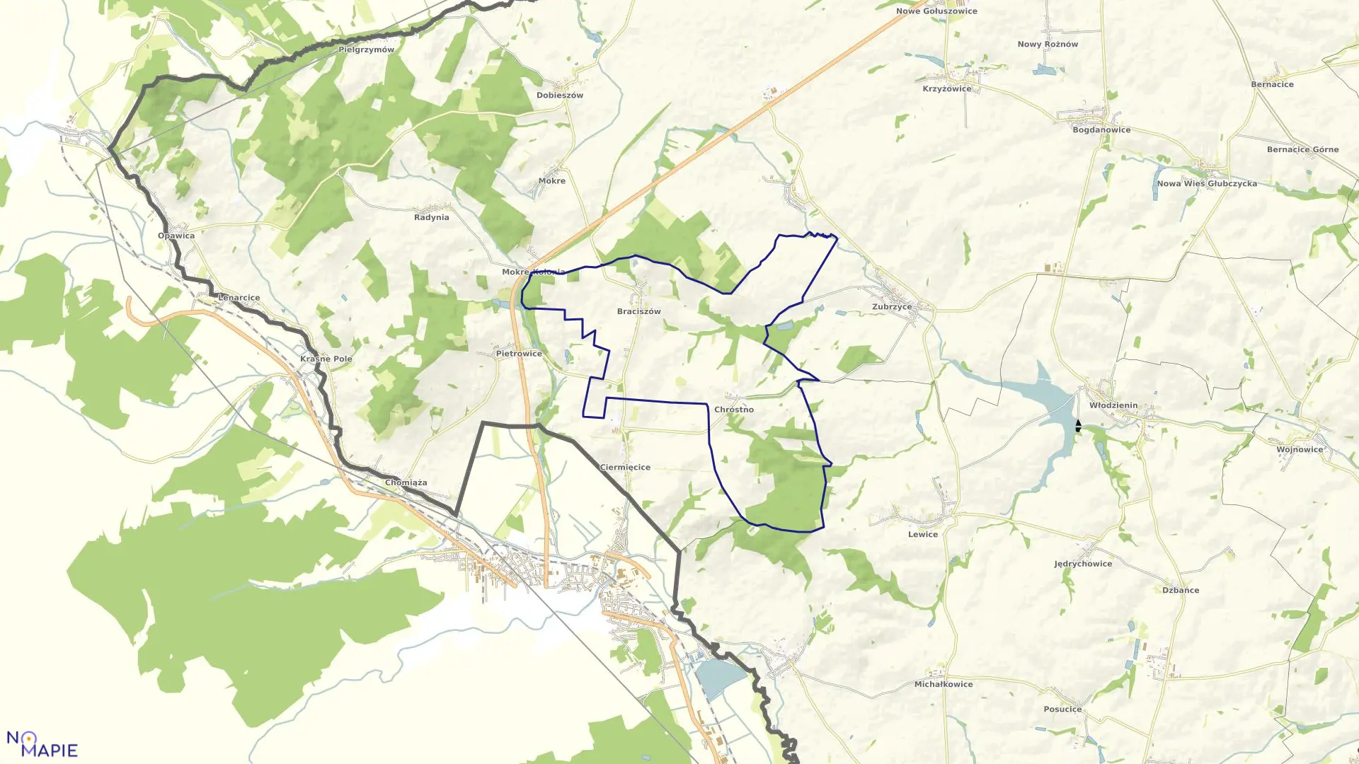 Mapa obrębu BRACISZÓW w gminie Głubczyce