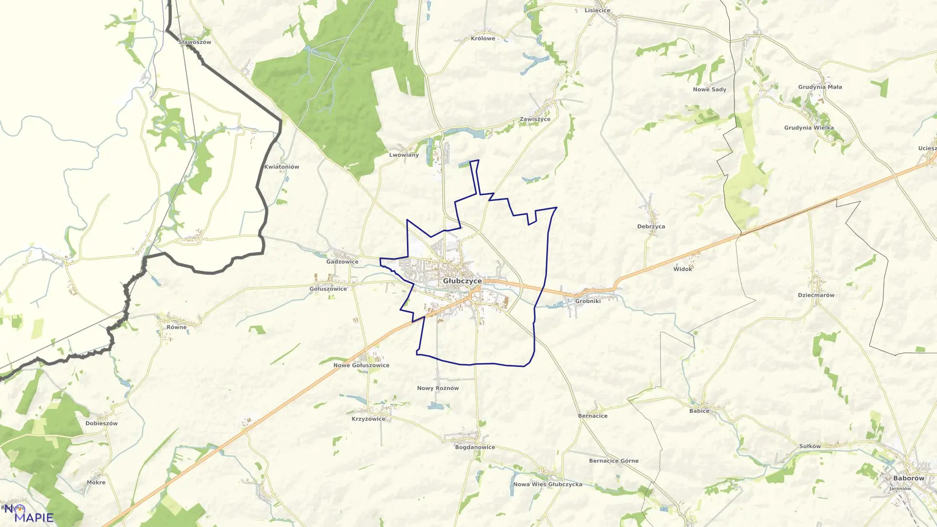 Mapa obrębu GŁUBCZYCE w gminie Głubczyce