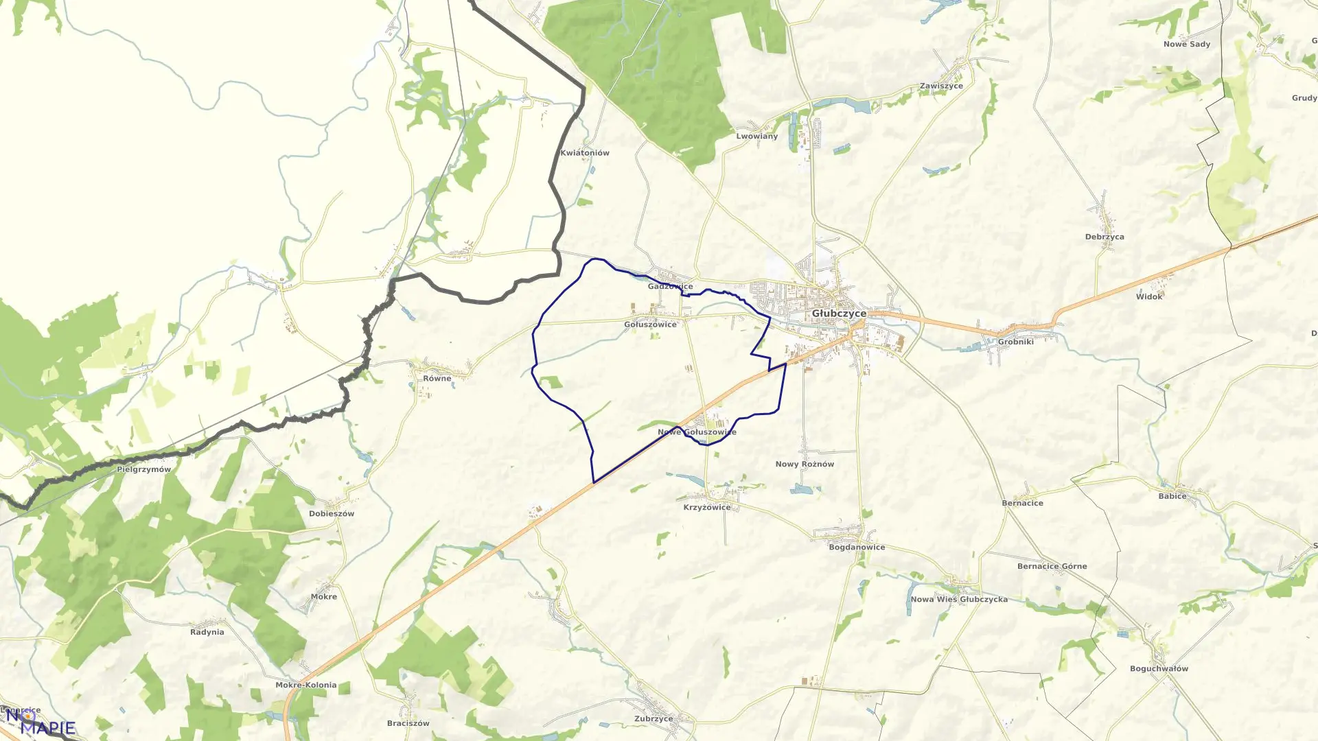 Mapa obrębu GOŁUSZOWICE w gminie Głubczyce