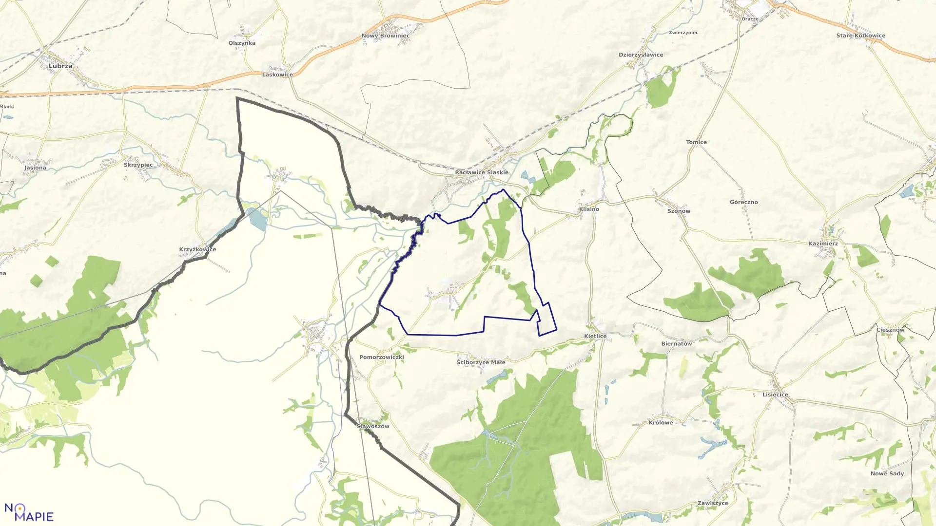 Mapa obrębu POMORZOWICE w gminie Głubczyce