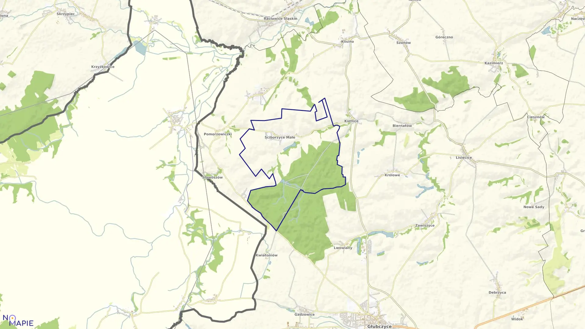 Mapa obrębu ŚCIBORZYCE MAŁE w gminie Głubczyce